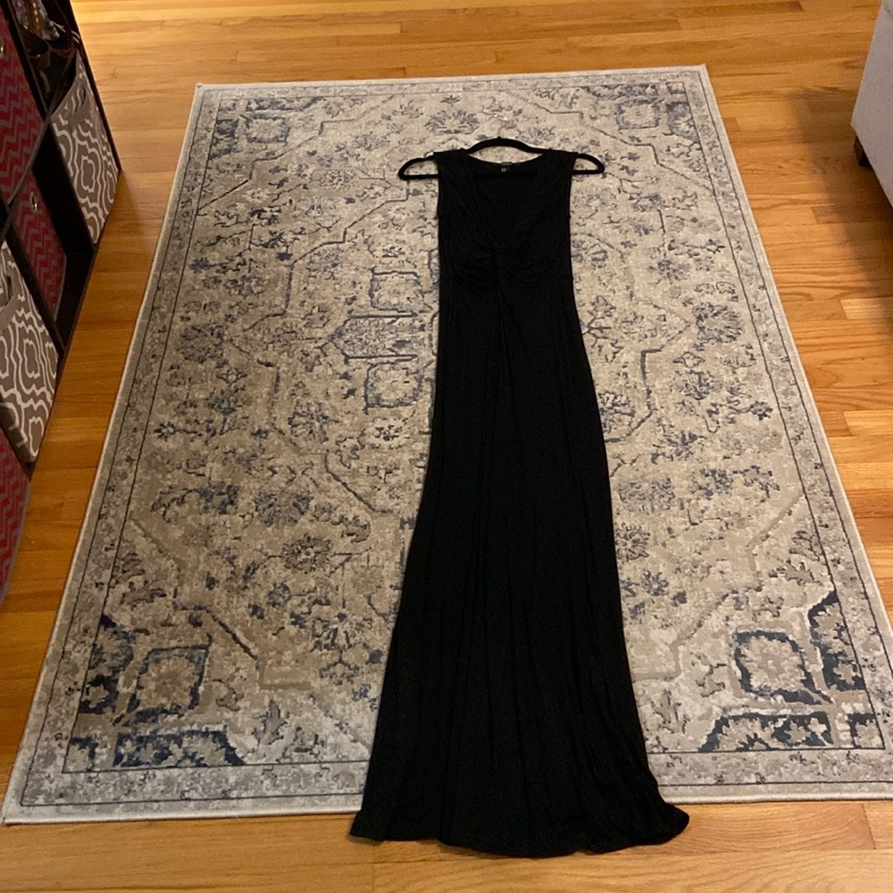 Formal black dress with plunge